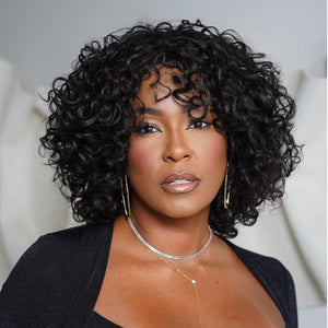 Put On ＆ Go Glueless Short Bob Curly 13×4 Lace Front Human Hair Wig