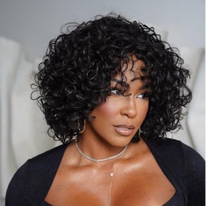 Put On ＆ Go Glueless Short Bob Curly 13×4 Lace Front Human Hair Wig
