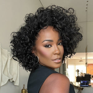 Put On ＆ Go Glueless Short Bob Curly 13×4 Lace Front Human Hair Wig