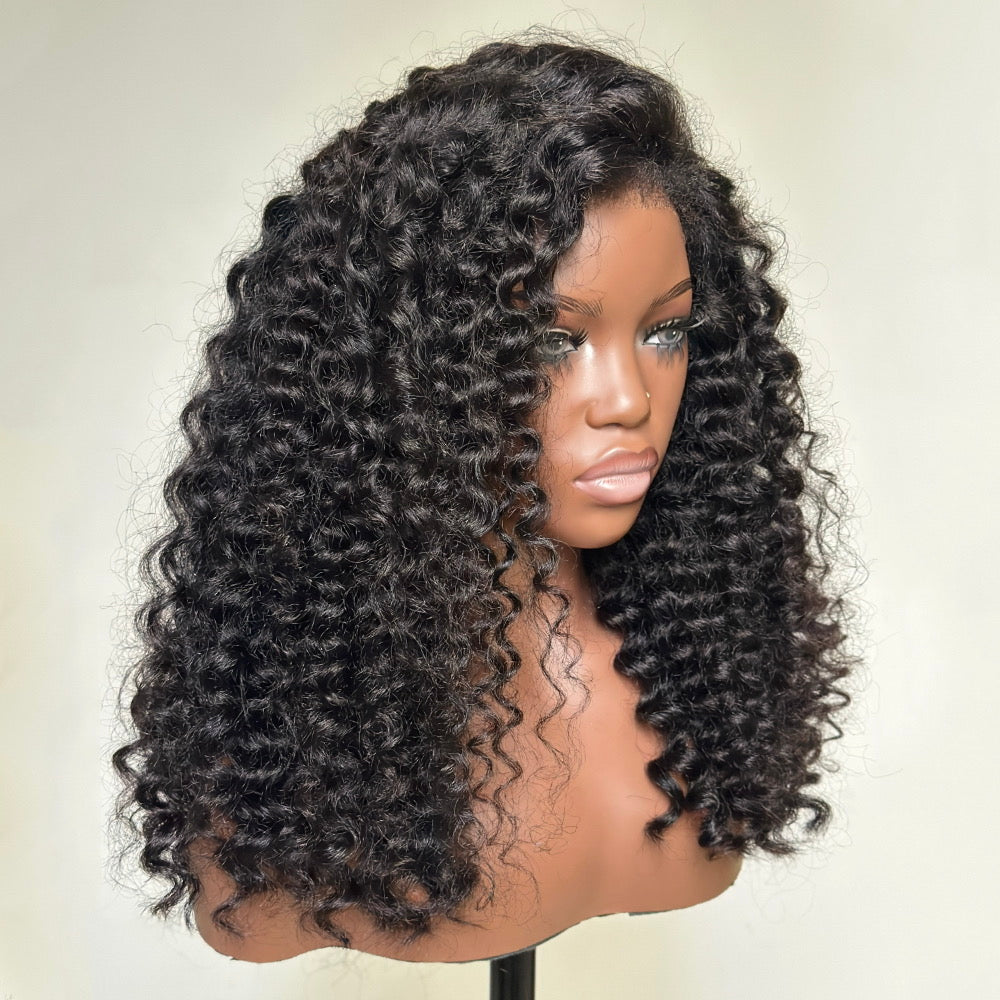 Fluffy Wand Curls With 4C Kinky Edges HD Lace  Wig