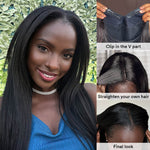 Thin Leave Out Yaki Straight V Part Wig Beginner Friendly