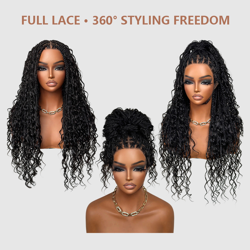 Wig Combo 13-Pixie Wig+ Full Lace Box Braids Wig 4 Colors