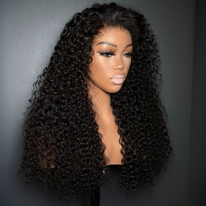 Pre-plucked Deep Curly 100% Human Hair 13x4 Lace Front Wig