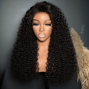 Pre-plucked Deep Curly 100% Human Hair 13x4 Lace Front Wig