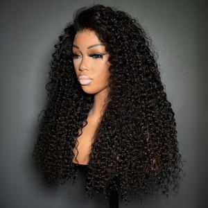 Pre-plucked Deep Curly 100% Human Hair 13x4 Lace Front Wig