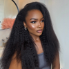 Natural Kinky Straight Glueless HD Lace Closure Half Wig