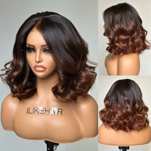
            
                Load image into Gallery viewer, Ombre Brown Loose Wave Bob Human Hair 5x5 Lace Closure Wig
            
        