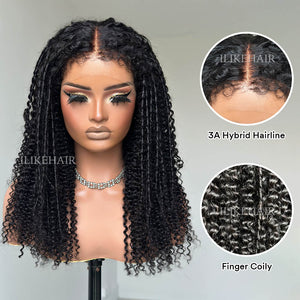 3a Hybrid Hairline Finger Coily 9x4 HD Lace Glueless Wig