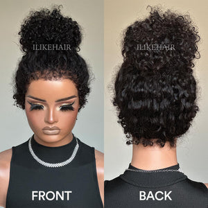 Versatile Front & Back Curly Edges 13x4 Lace Frontal Curly Wig