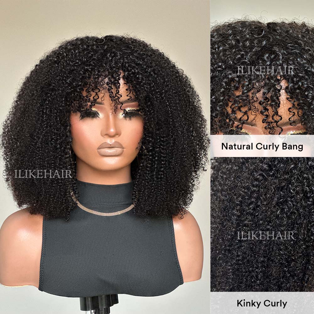 Minimalist Wear & Go Glueless Kinky Curly Wig With Bangs