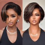 Boss Vibe Brown Highlights Layered Pixie Cuts Lace Wig