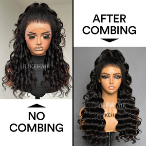 Long Wavy With 4C Kinky Edges Lace Frontal Wig