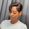 Dark Brown Full Lace Pixie Cut Wig With Side Swept Bangs