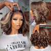 Balayage Mocha Blowout Body Wave Wig with Kinky Edges