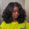 Natural Kinky Straight Layered Cut With 4C Kinky Edges Wig
