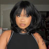 Face-Framing Layered Curtain Bangs Wavy Lace Closure Wig