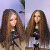 Brown Mix Blonde Full Lace Knotless Boho Curls Braided with Baby Hair Invisi Drawstring Wig