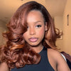 Ombre Golden Brown Blowout Layered Wavy 13×4 Lace Front Human Hair Wig