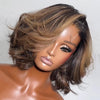 Natural Black Layered Fluffy Bob 5x5 Lace Closure Wig