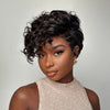 Full Lace Curly Finger Wave Short Glueless Pixie Wig