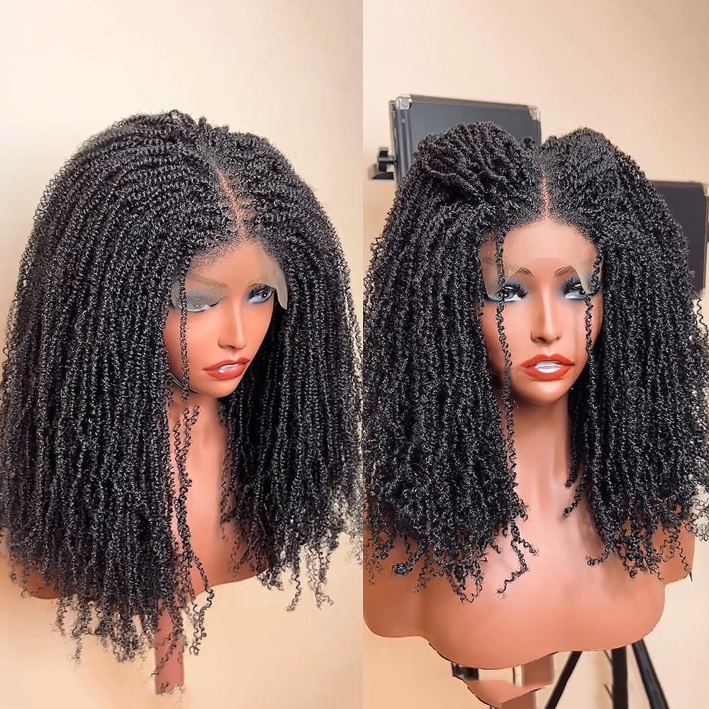 Full Lace Knotless Twist-out Microlocs Boho Wig with Invisible Drawstring