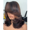 Blonde Highlights Bottle Layered Cut Wig with Side Bang