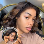 Honey Blonde Highlights Kinky Edges Layered Cut Wavy HD Lace Wig