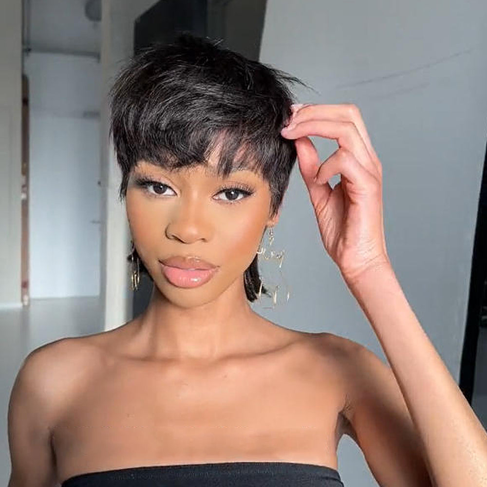 Full Lace Mullet Wigs 80s 90s Human Hair Natrual Black