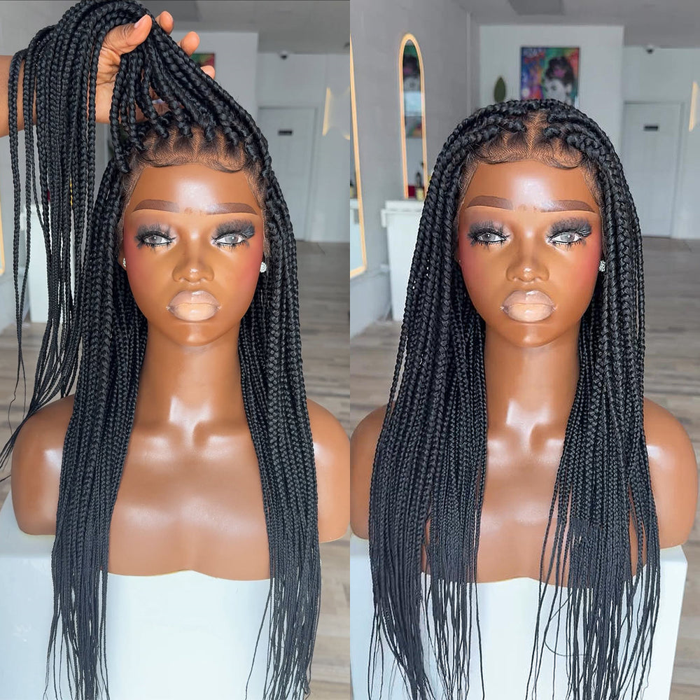 Full Lace Box Braided with Baby Hair Micro Twist Bohemian Invisi Drawstring Wig