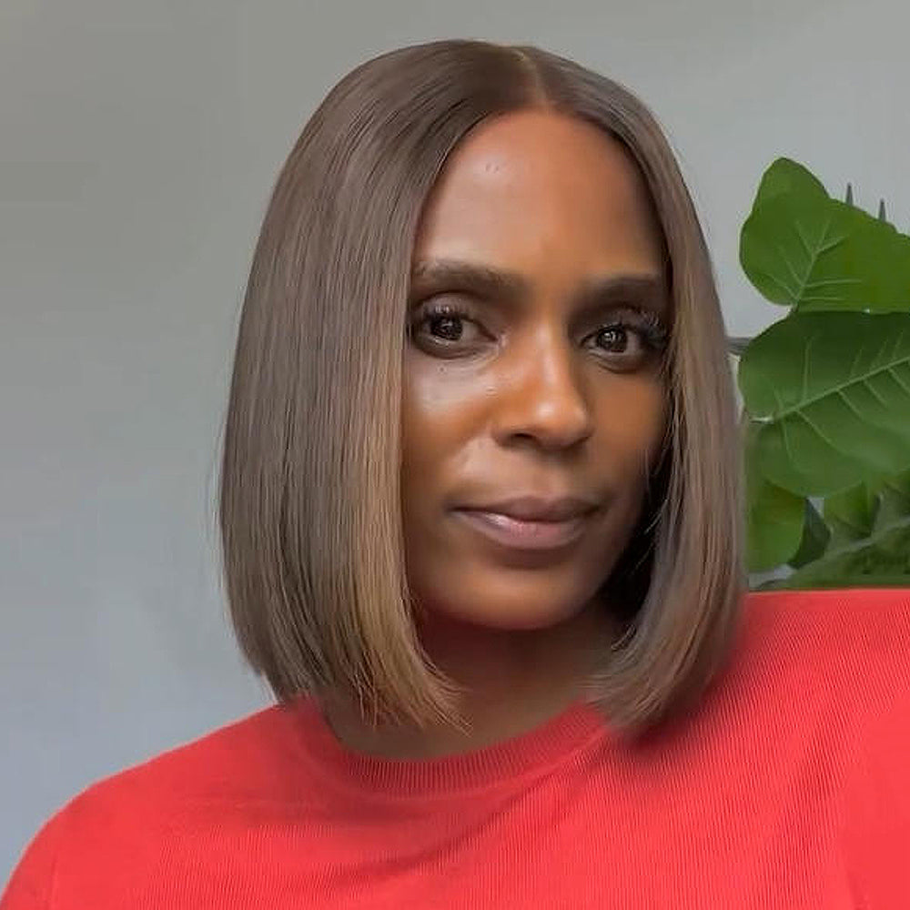 Designer Brown Layered Bob 5x5 Lace Human Hair Wig