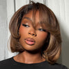 Ombre Blonde Highlight With Dark Root Layered bob Lace Wig