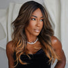 Ombre Blonde Highlight Body Wave Layered Cut Human Hair Wig