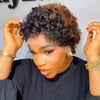 Full Lace Ombre Brown Loose Curly Pixie Wig With Hybrid Hairline