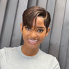 Dark Brown Full Lace Pixie Cut Wig With Side Swept Bangs