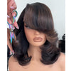 Blonde Highlights Bottle Layered Cut Wig with Side Bang