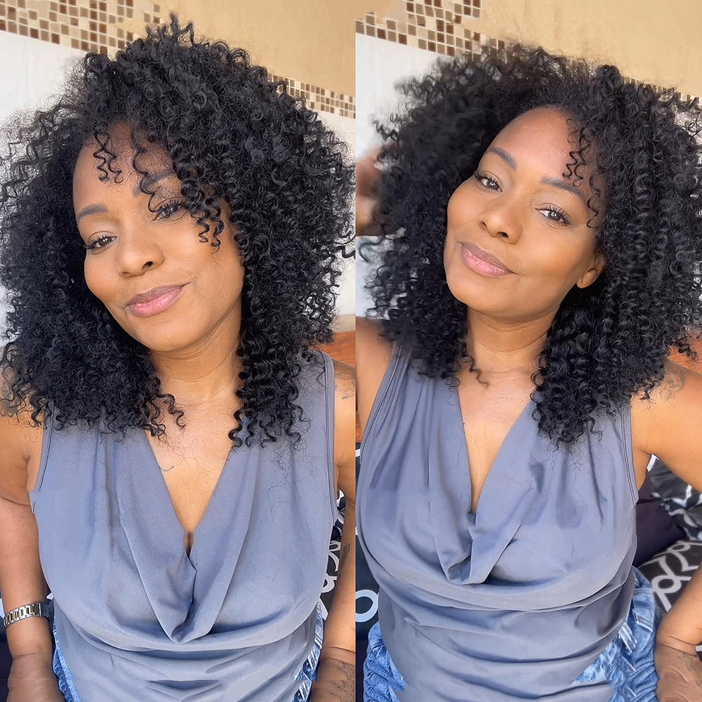 Put on & Go Trendy Curly Glueless Bob Wig With Bang