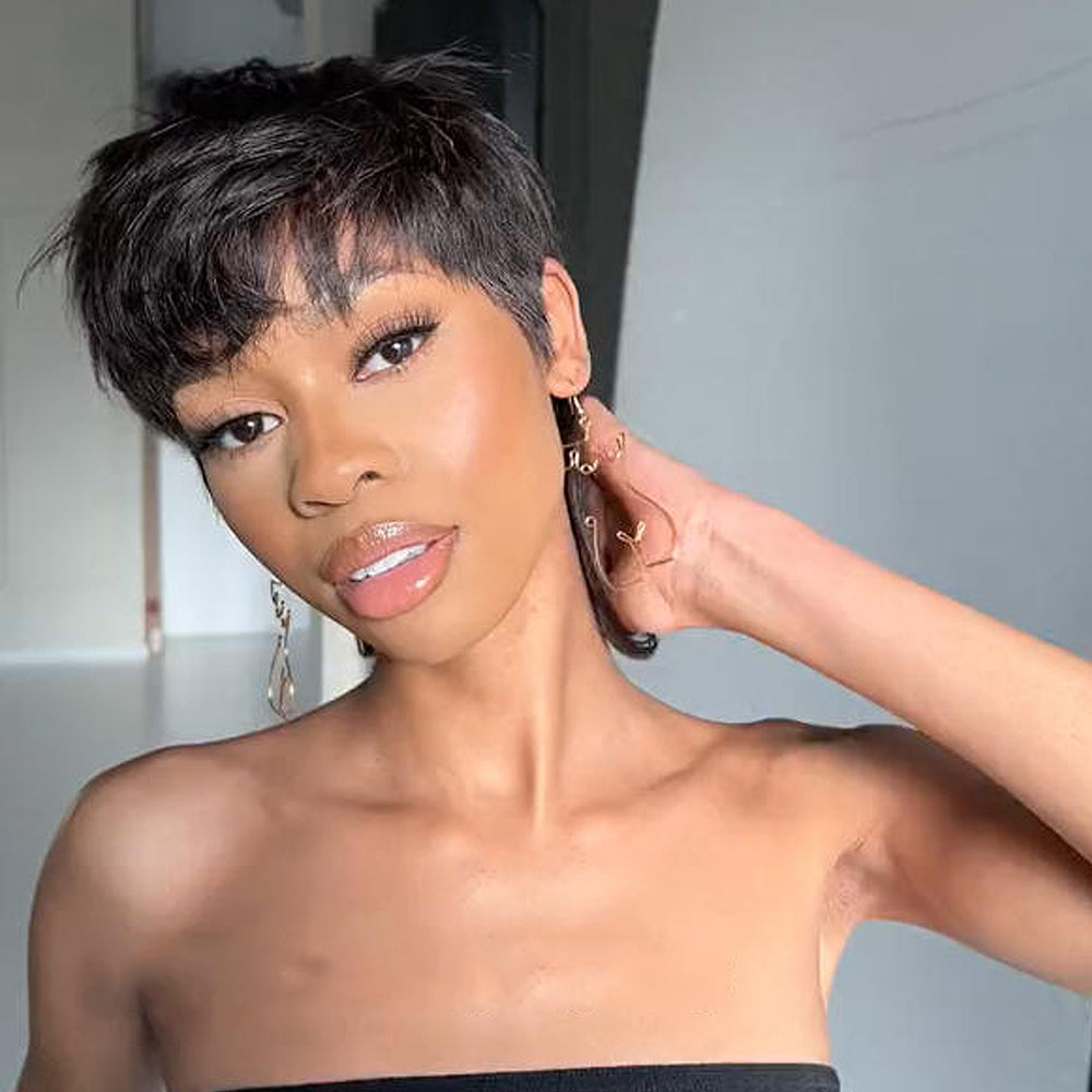 Full Lace Mullet Wigs 80s 90s Human Hair Natrual Black