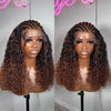 Ombre Brown Fulani hybrid curly braids 13×4 Lace 100% Human Hair Wig