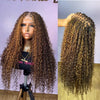 Brown Mix Blonde Full Lace Knotless Boho Curls Braided with Baby Hair Invisi Drawstring Wig