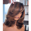 Blonde Highlights Bottle Layered Cut Wig with Side Bang