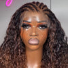 Ombre Brown Fulani hybrid curly braids 13×4 Lace 100% Human Hair Wig