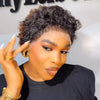 Full Lace Ombre Brown Loose Curly Pixie Wig With Hybrid Hairline