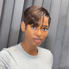 Dark Brown Full Lace Pixie Cut Wig With Side Swept Bangs