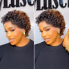 Full Lace Ombre Brown Loose Curly Pixie Wig With Hybrid Hairline