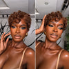 Full Lace Natural Curly Finger Wave Pixie Cut Wig 100% Human Hair