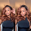 Ombre Golden Brown Blowout Layered Wavy 13×4 Lace Front Human Hair Wig