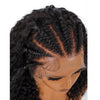 Knotless Fulani Braids Deep Wave 13x4 Frontal Lace Wig 100% Human Hair