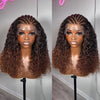 Ombre Brown Fulani hybrid curly braids 13×4 Lace 100% Human Hair Wig