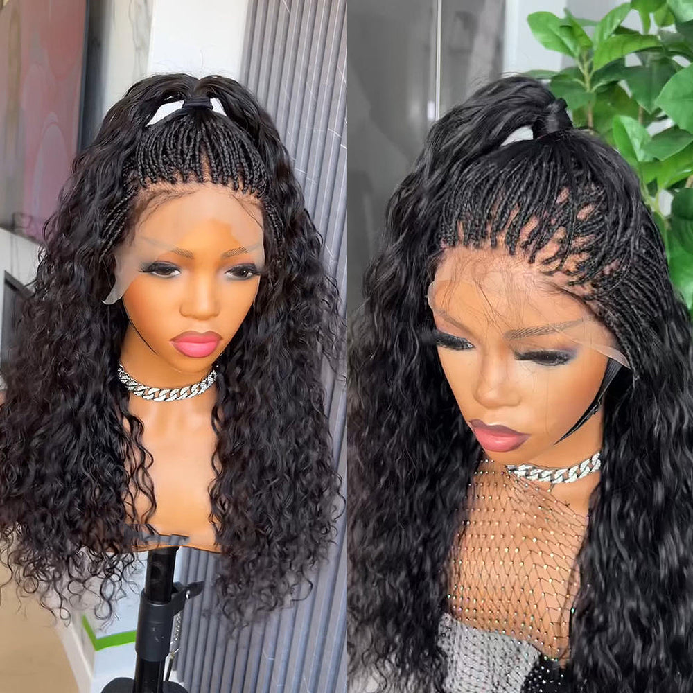 Full Lace Knotless Micro Twists Braided Wig With Invisi Drawstring