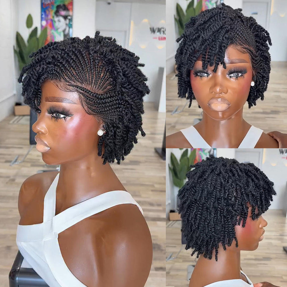 Full Lace Twist-out Afro kinky Cornrow Invisi Drawstring Wig